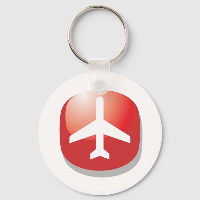 Chaveiro Botão Vermelho do Avião (Frente)