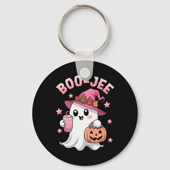 Chaveiro Boujee Boo Jee Spooky Ghost Pink Halloween Pumpkin (Frente)