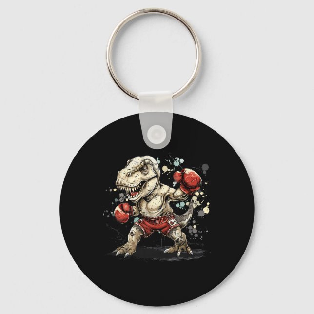 Chaveiro Boxeando Dinosaur Boxeador T-rex Kickboxing Dino B (Frente)