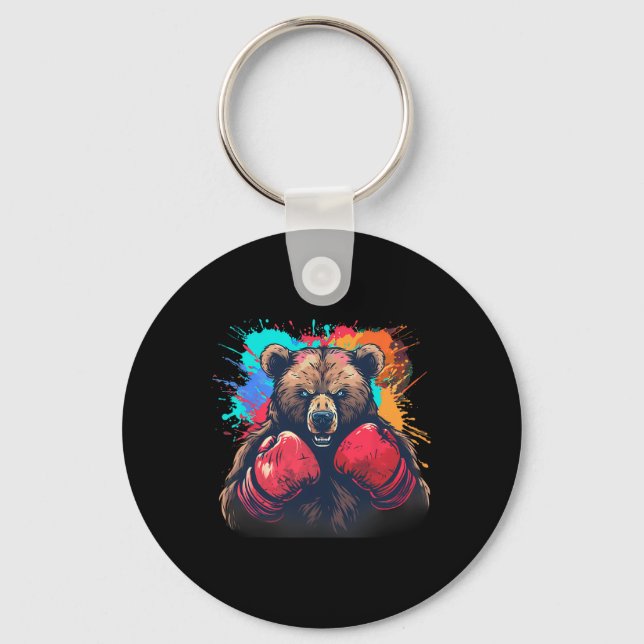 Chaveiro Boxer Bear With Boxing Gloves Kickboxing Funny Box (Frente)