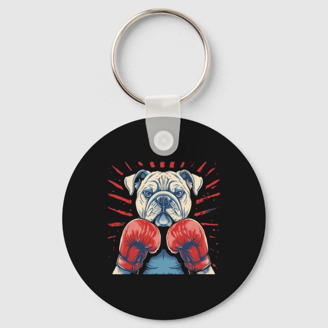 Chaveiro Boxer Bulldog Com Luvas De Boxin Engraçadas (Frente)