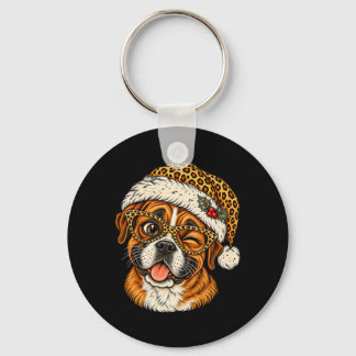 Chaveiro Boxer de Natal Engraçado com Chapéu de Papai Noel 