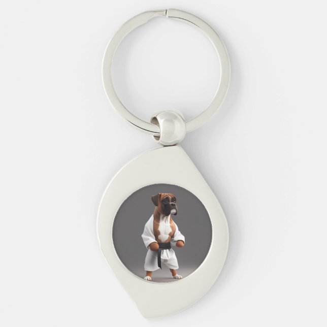 Chaveiro Boxer Dog Play Karate, Boxer Dog Karate Player (Frente)