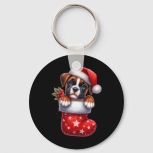 Chaveiro Boxin Em Sock Christmas Santa Hat Xmas Dog Lover 1