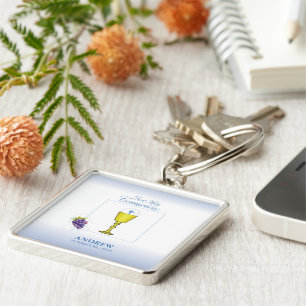 Chaveiro Boy First Communion, Chalice com Host e Uvas