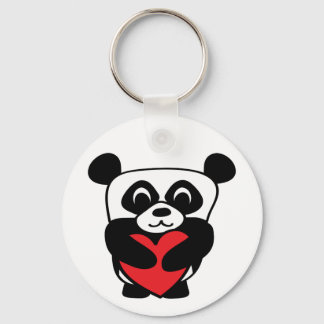 Chaveiro Boy Panda com Grande Coração Vermelho