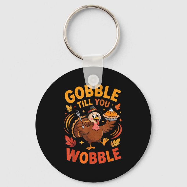 Chaveiro Boy Toddler Gobble Till You Wobble Turkey Funny Th (Frente)