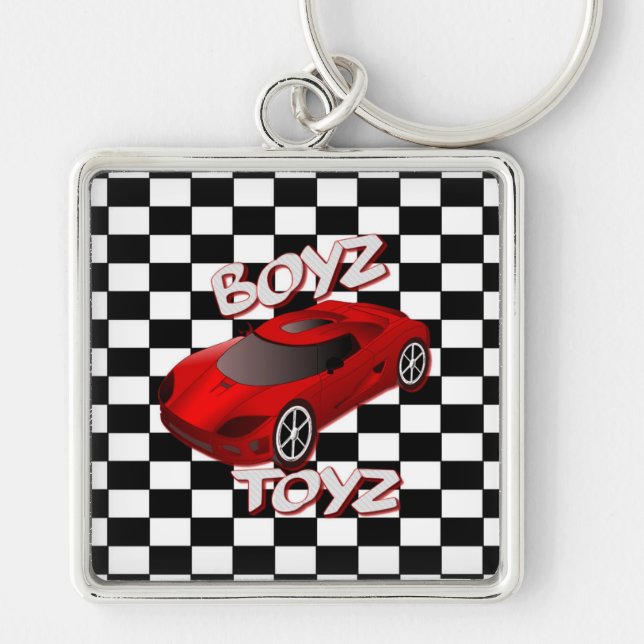 Chaveiro Boys Red Sports Car Square Key Chain (Frente)