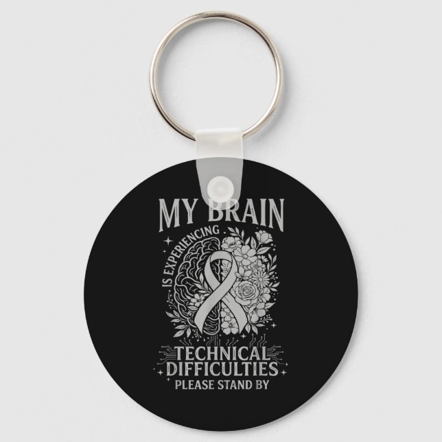 Chaveiro Brain cancer awareness warrior gray strong warrior (Frente)