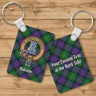 Chaveiro Brasão do Clã Malcolm sobre Tartan