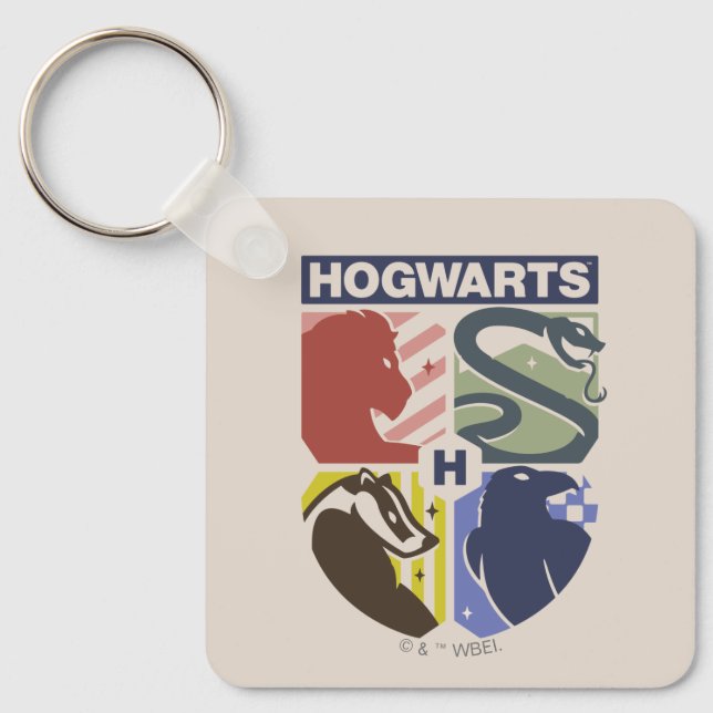 Chaveiro Brasão Estampado Vintage HOGWARTS™ (Frente)