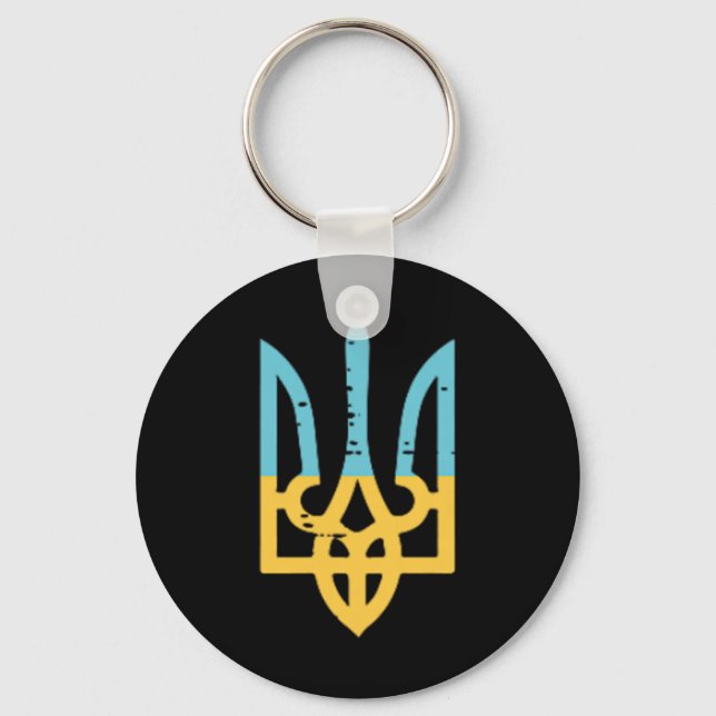 Chaveiro Brasão ucraniano de tridente de bolso da bandeira  (Frente)