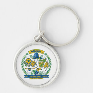 Chaveiro Brasil Culture Badge Cafe Samba Futebol Amazonia