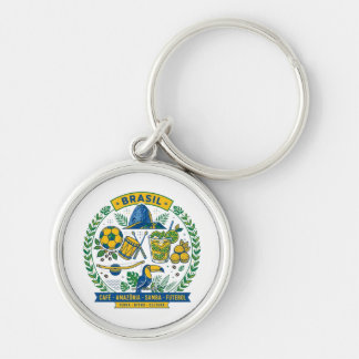 Chaveiro Brasil Culture Badge Cafe Samba Futebol Amazonia
