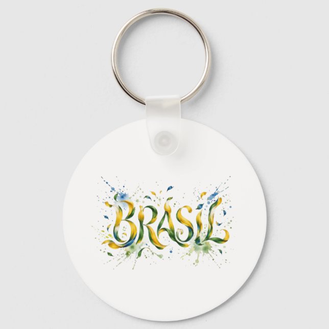 Chaveiro Brasil Watercolor Splatter Artistic  (Frente)