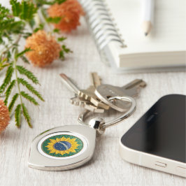 Chaveiro Brazil Solar Emblem - Luxury 3D National Pride Art