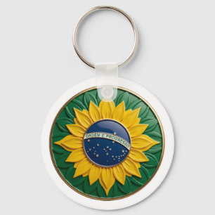 Chaveiro Brazil Solar Emblem - Luxury 3D National Pride Art