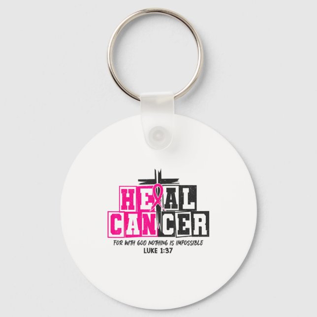 Chaveiro Breast Cancer Awareness Nk Ribbon Heal Cancer Chri (Frente)