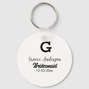 Chaveiro Bridesmaid adiciona nome monograma simples e moder