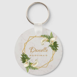 Chaveiro Bridesmaid Calla Lily Marble Geométrico Dourado