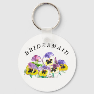Chaveiro Bridesmaid Pansies Floral Vintage Girly Wedding