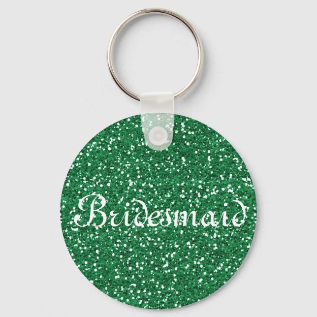Chaveiro Bridesmaid Personalizada com Brilho Verde (Frente)