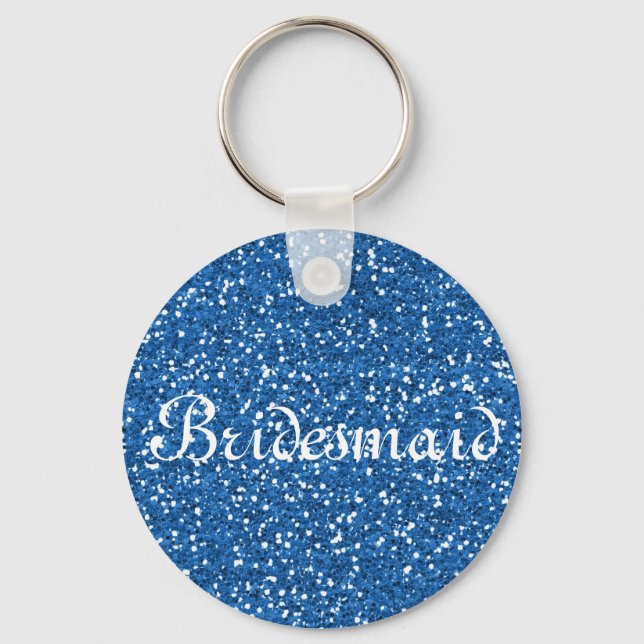 Chaveiro Bridesmaid Personalizada com Glitter Azul (Frente)
