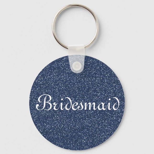 Chaveiro Bridesmaid Personalizada com Glitter Azul (Frente)