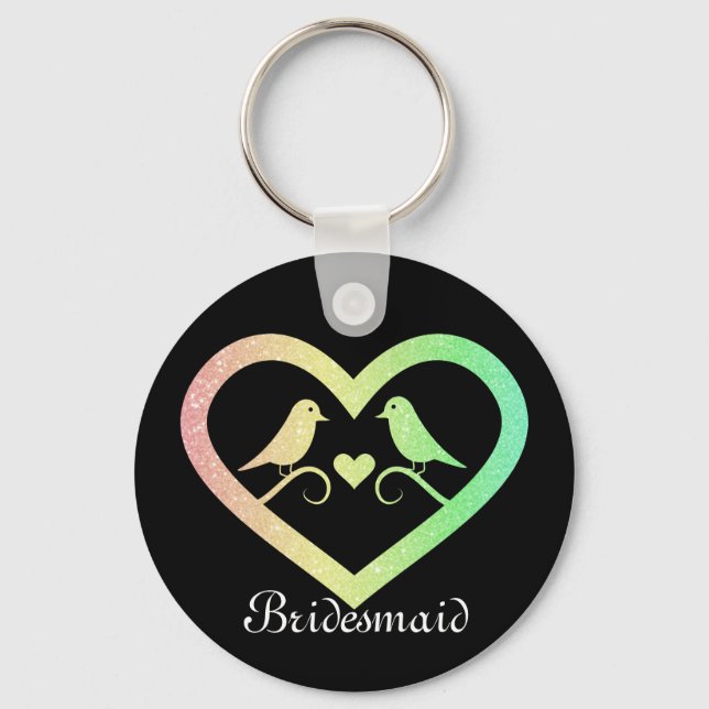 Chaveiro Bridesmaid Personalizada com Glitter Azul (Frente)