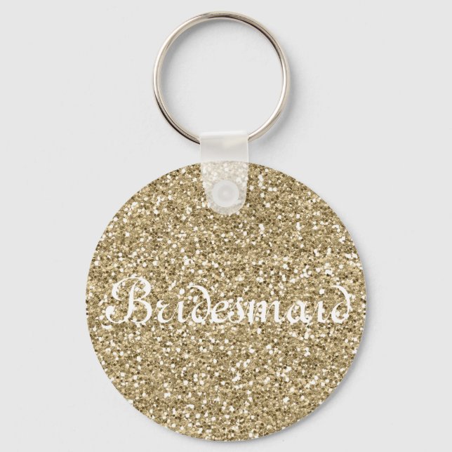 Chaveiro Bridesmaid Personalizada com Glitter Dourada (Frente)