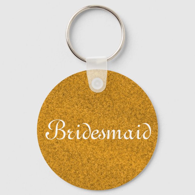 Chaveiro Bridesmaid Personalizada com Glitter Dourada (Frente)