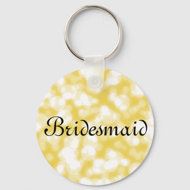 Chaveiro Bridesmaid Personalizada com Glitter Dourada (Frente)