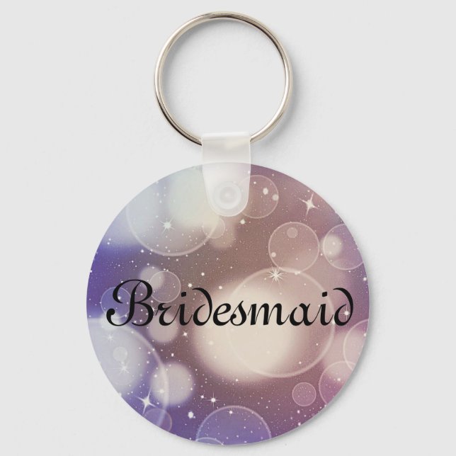Chaveiro Bridesmaid Personalizada com Glitter Roxo (Frente)