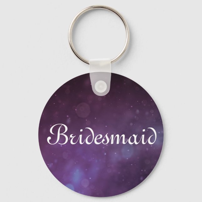 Chaveiro Bridesmaid Personalizada com Glitter Roxo (Frente)