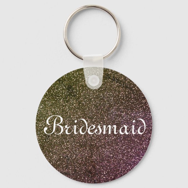 Chaveiro Bridesmaid Personalizada com Glitter Roxo (Frente)
