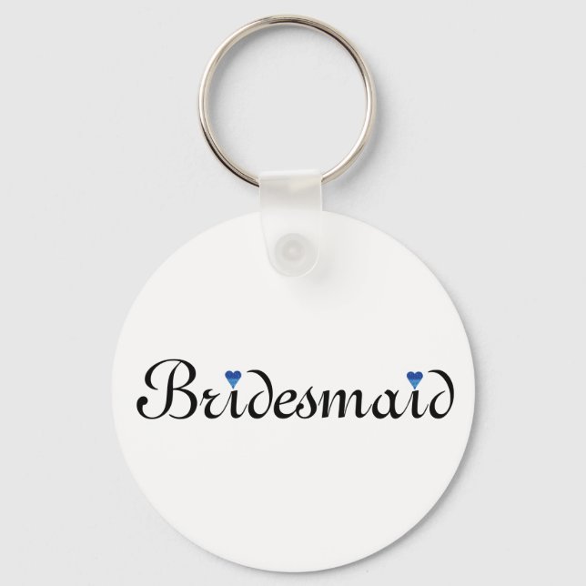 Chaveiro Bridesmaid Personalizada do Coração Azul Glitter (Frente)