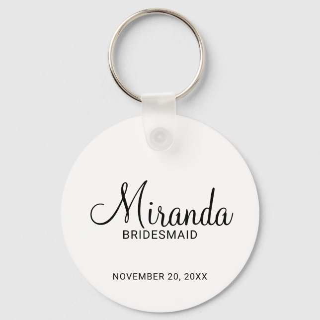 Chaveiro Bridesmaid Personalizado de Script Moderno (Frente)