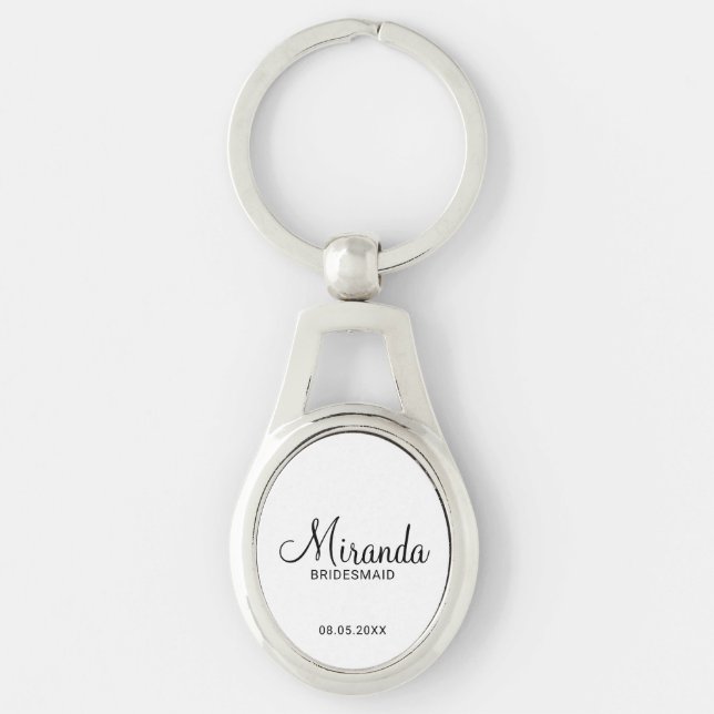 Chaveiro Bridesmaid Personalizado de Script Moderno (Frente)