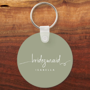 Chaveiro Bridesmaid Script Moderno Minimalista Verde