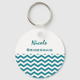 Chaveiro Bridesmaid Teal e White Chevrons V08