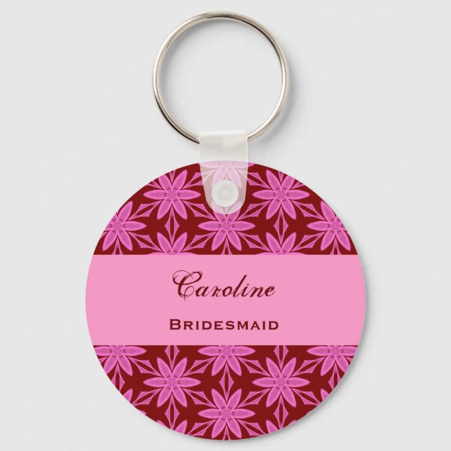 Chaveiro Bridesmaid Wedding Favorece Flores Rosa V0448 (Frente)