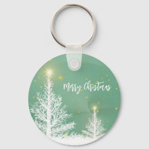 Chaveiro Brilhando fundo azul com árvore de Natal