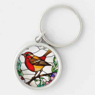 Chaveiro Brilhante Robin em Vidro Colorido