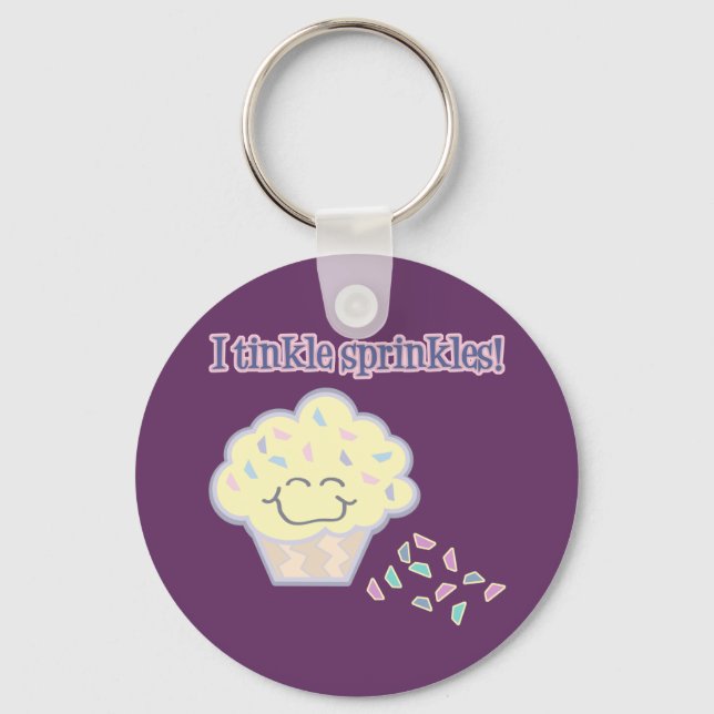 Chaveiro brilho confeitos cupcake engraçado (Frente)