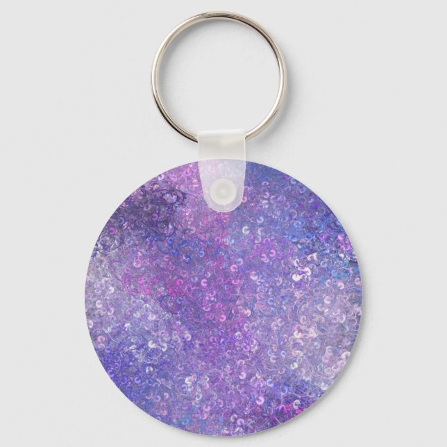 Chaveiro Brilho de Lantejoulas Rosa e Roxo (Frente)