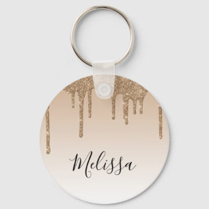 Chaveiro brilho de nome personalizado em branco e marrom
