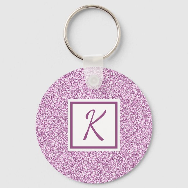 Chaveiro Brilho Rosa Feminino Monogramado (Frente)