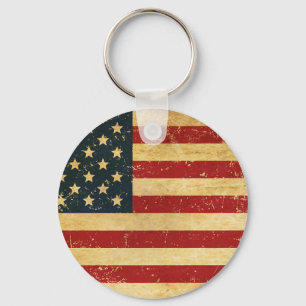 Chaveiro Brinco de Bandeira Vintage Grunge EUA