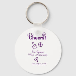 Chaveiro Brinde à futura Sra. adicione o nome da noiva roxo