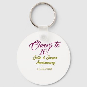 Chaveiro Brinde ao 10º aniversário de casamento dourado ros
